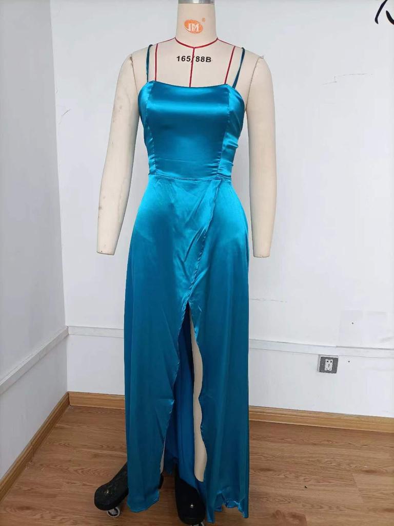 2025 Dlouhé zeštíhlující šaty pro družičky s odhalenými rameny - Jednobarevné evropské a americké večerní módy