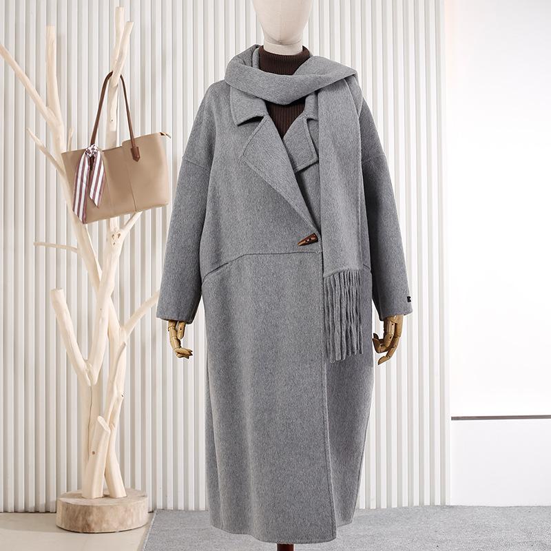 

Double-sided woolen coat Women s long light ripe winter Korean fashion temperament New double-sided woolen coat S сірий колір