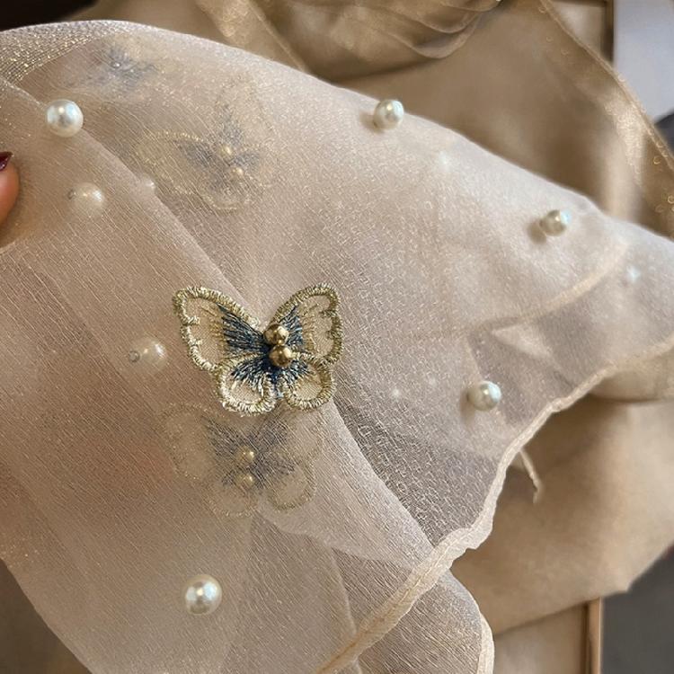 Stylish Butterfly Design Polyester Scarf Women Hijab Shawl Stole Wrap Beaded Accents Fashion Accessory