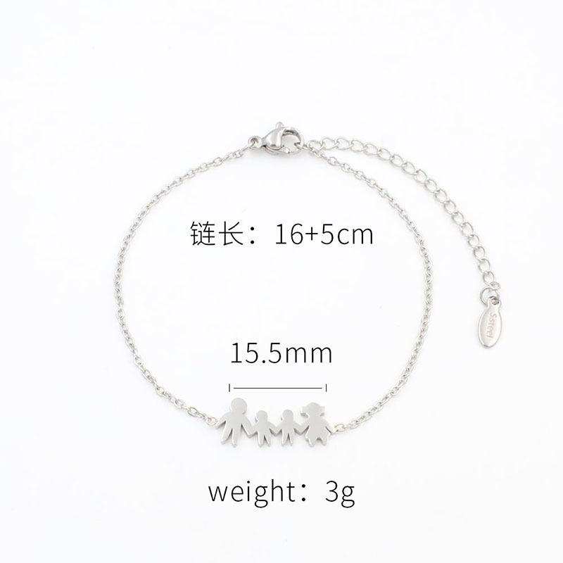 

No Fading, Personalized Cartoon Shape, Family Of Four Pendant, Stainless Steel Bracelet, Same Jewelry For Men And Women