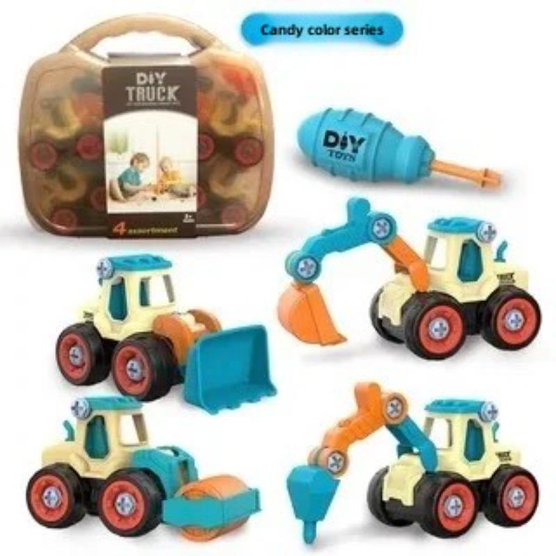 Gjør-det-selv Skrue Anleggskjøretøy Lastebil Gravemaskin Veivals Bulldoser Puslespill Simuleringsmodell Leketøy for barn Gave B057