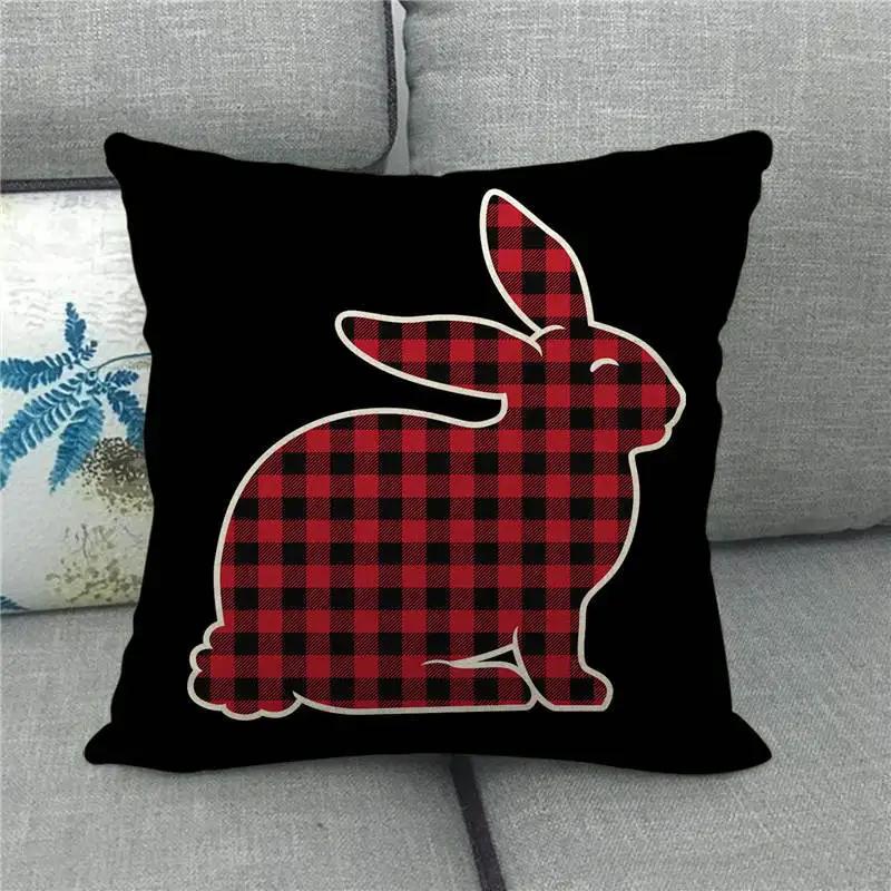Easter Decor Pillow Covers 45x45cm Cartoon Bunny Eggs Printed Cushion Cover Spring Holiday Party Decorative Pillowcase for Couch