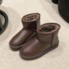 Snow boots for men and women 2025 winter new cotton shoes for women, thickened and piled fur, non-slip integrated waterproof leather surface to keep w