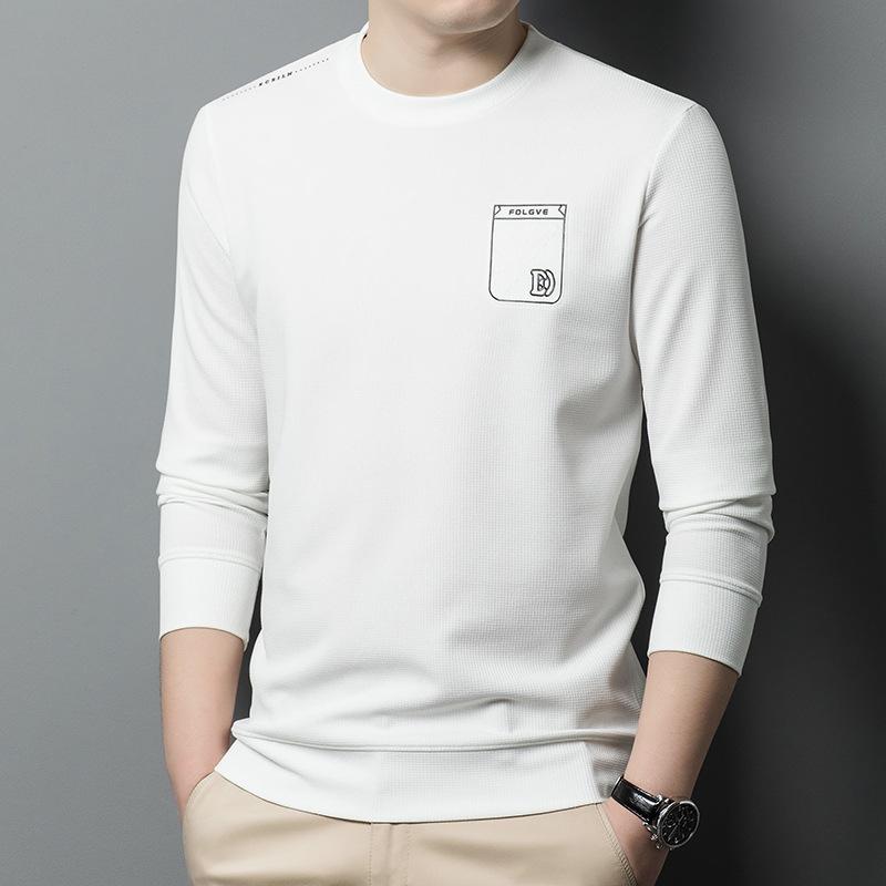 Spring and Autumn New Men's Round Neck T-Shirts for Young and Middle-aged Casual Trendy Sweaters Bottoming Shirts