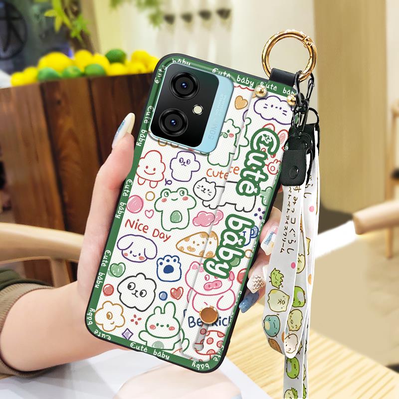 Silicone Kickstand Phone Case For Blackview Oscal C70 Shockproof Phone Holder Ring Lanyard Wristband Fashion Design Cute