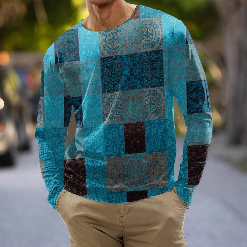 Men's T Shirt Graphic Abstract Neck Clothing Apparel Outdoor Long Sleeve Print Fashion Designer Vintage