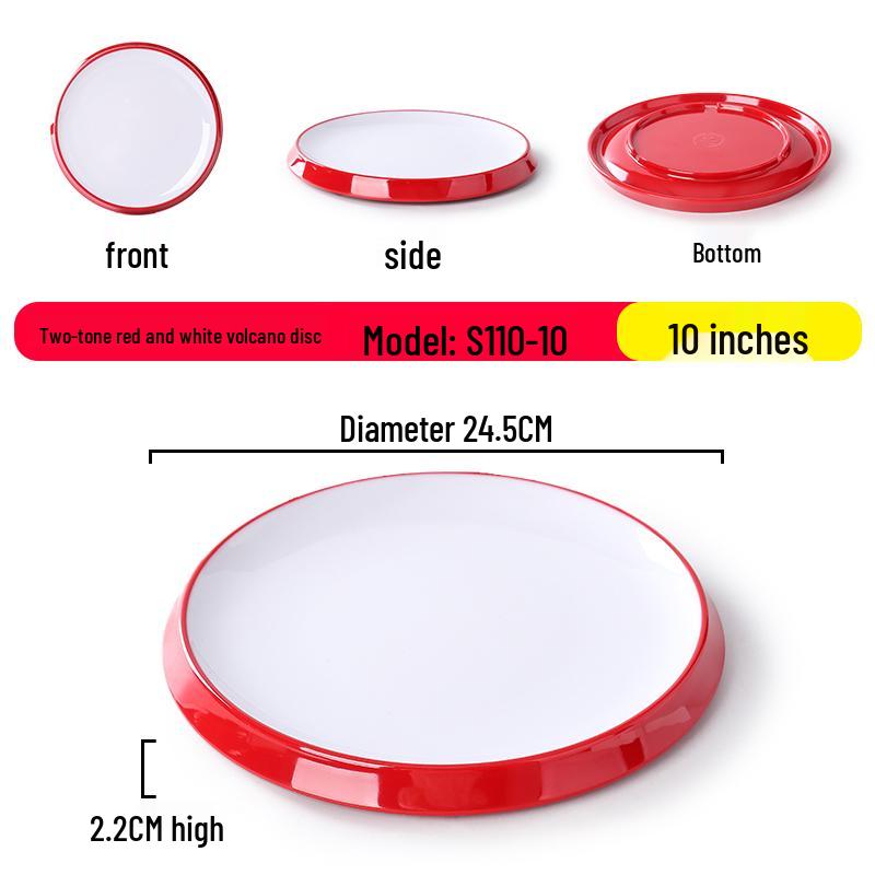Nordic Round Melamine Shallow Plate for Buffets and Stir-Fry Dishes