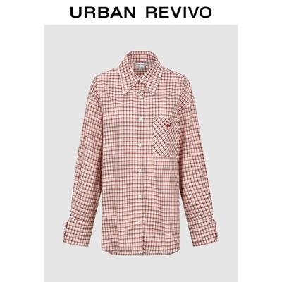 UR 2026 Spring Women's Plaid Cotton Open-Front Shirt