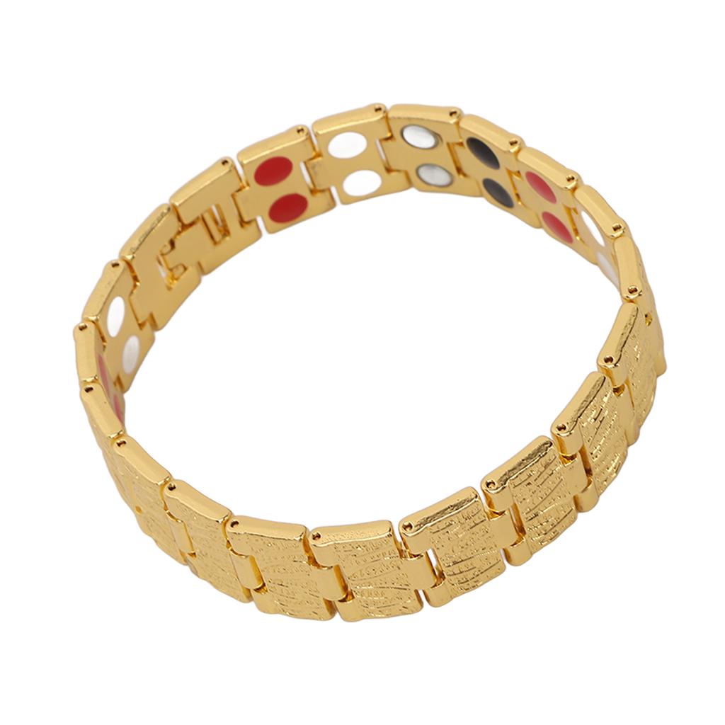 Modisches Magnetarmband Doppelreihe Magnet Verstellbares Titanstahl SchlankheitsarmbandGold