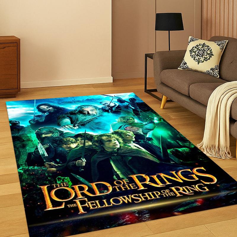 Movie L-Lord of The Rings H-Hobbit Carpet Rug for Bedroom Living Room Sofa Playroom Doormat Home Decor,Kid Area Rug Non-slip