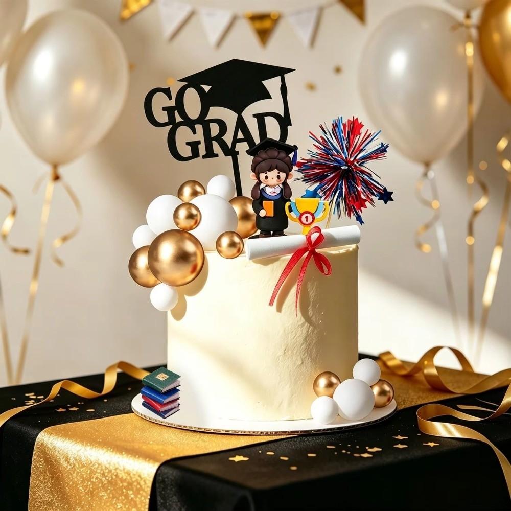 Cartoon Style Graduate Cake Figurine Graduation Ornament Decor  Graduation Cake Decor
