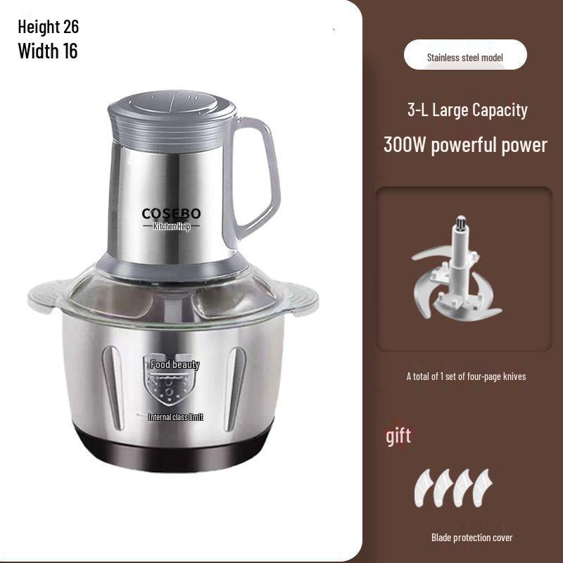 

Three-in-One Electric Meat Grinder: Multi-functional, Durable for Meat, Vegetables, Peppers & Garlic
