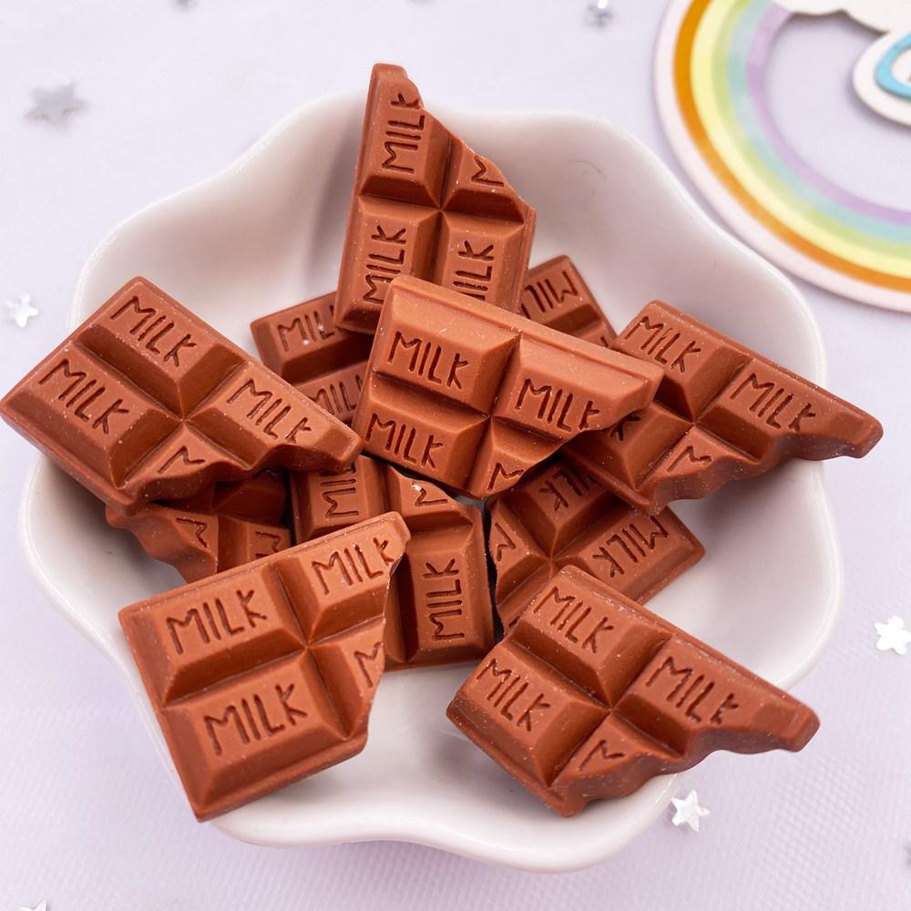 10PCS Resin Kawaii Simulation Milk Chocolate Flatback Cabochon Candy Figurine Home Decor DIY Scrapbook Craft Bow Accessories
