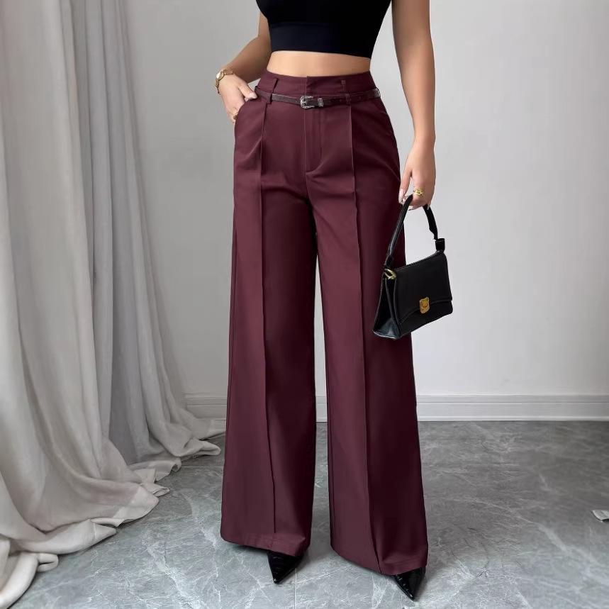 European and American 2025 Autumn/Winter Women's Casual High-Waisted Loose Straight-Leg Suit Pants