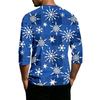 Men's Casual 3/4 Sleeve Neck T-Shirt with Christmas Print for Holiday