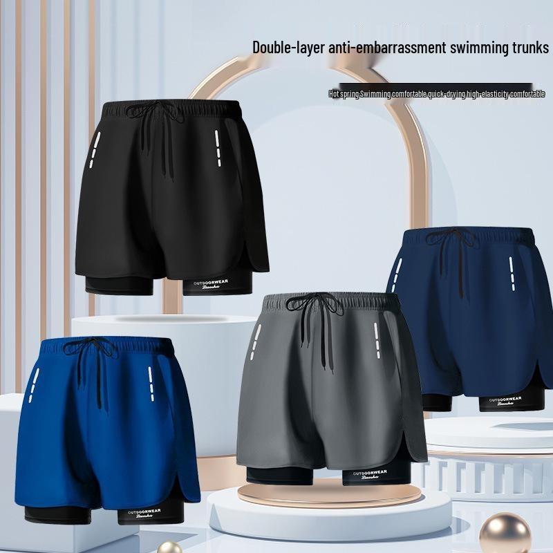 Completo da uomo a doppio strato per lo sport: Costumi da Bagno per Corsa, Fitness, Spiaggia e Nuoto