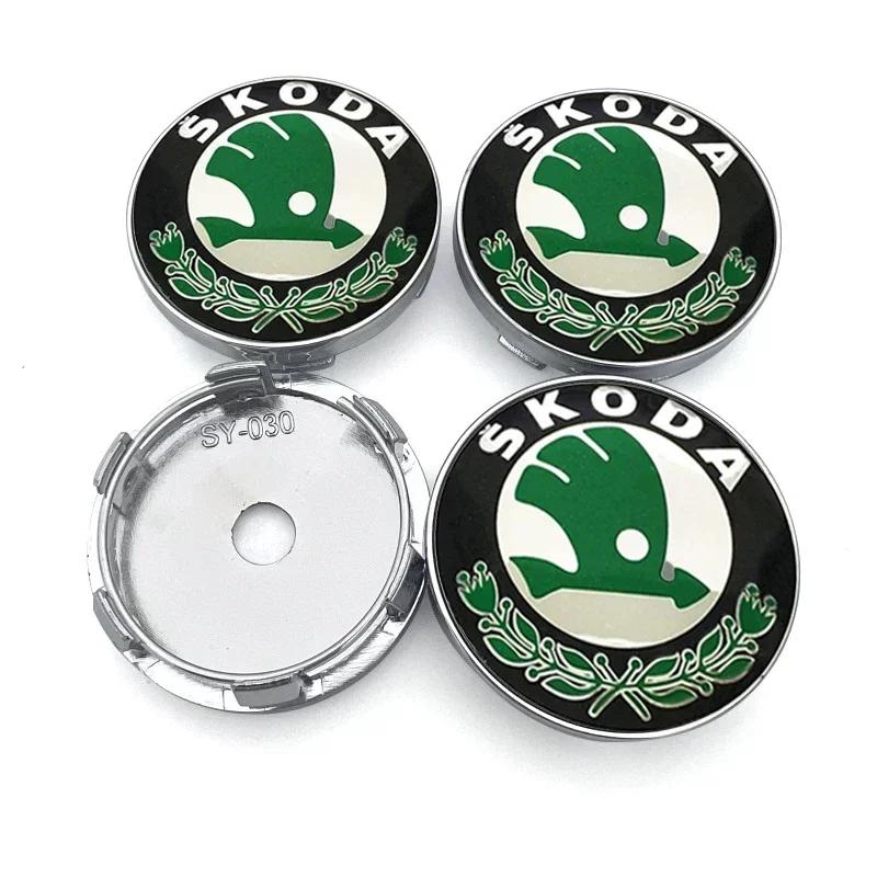 YCGG5 4pcs 60mm car hub center cover sticker wheel hub cover car decoration For Skoda Octavia MK2 MK3 2 3 A7 Fabia Karoq Kodiaq Superb