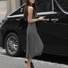 Striped Suspender Dress for Women In Summer Latest Versatile Slim Fit Slim Vest Mid-length Skirt