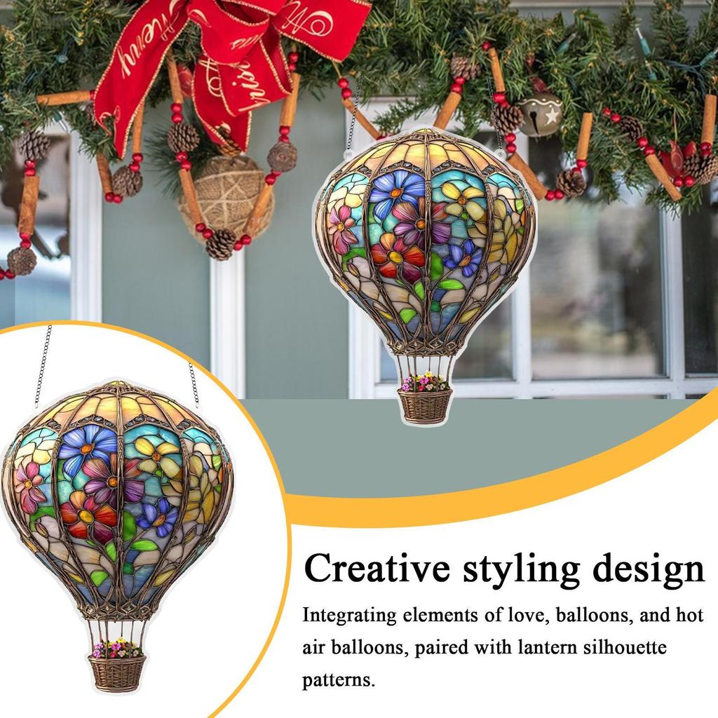 Hot Air Balloon Decor 2d Acrylic Balloon Pendant for Outdoor Weather-Resistant Charm Home Decor for Garden Patio Door Wedding