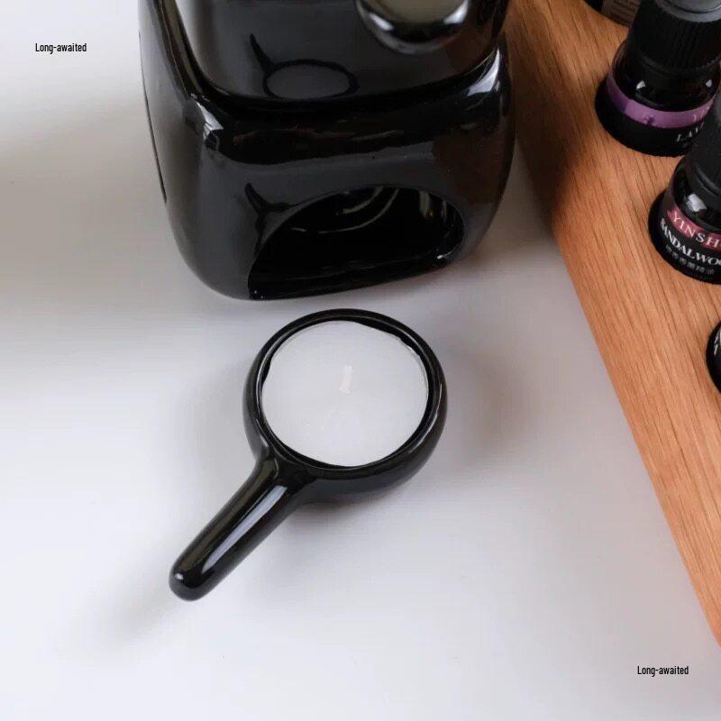 White Ceramic Candle & Incense Burner with Tray and Handle