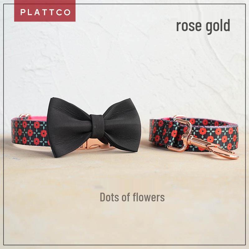 PLATTCO Pet Dog Collar Set - Soft & Comfortable with Rose Gold Buckle, 3 Pcs (PDC303) XL