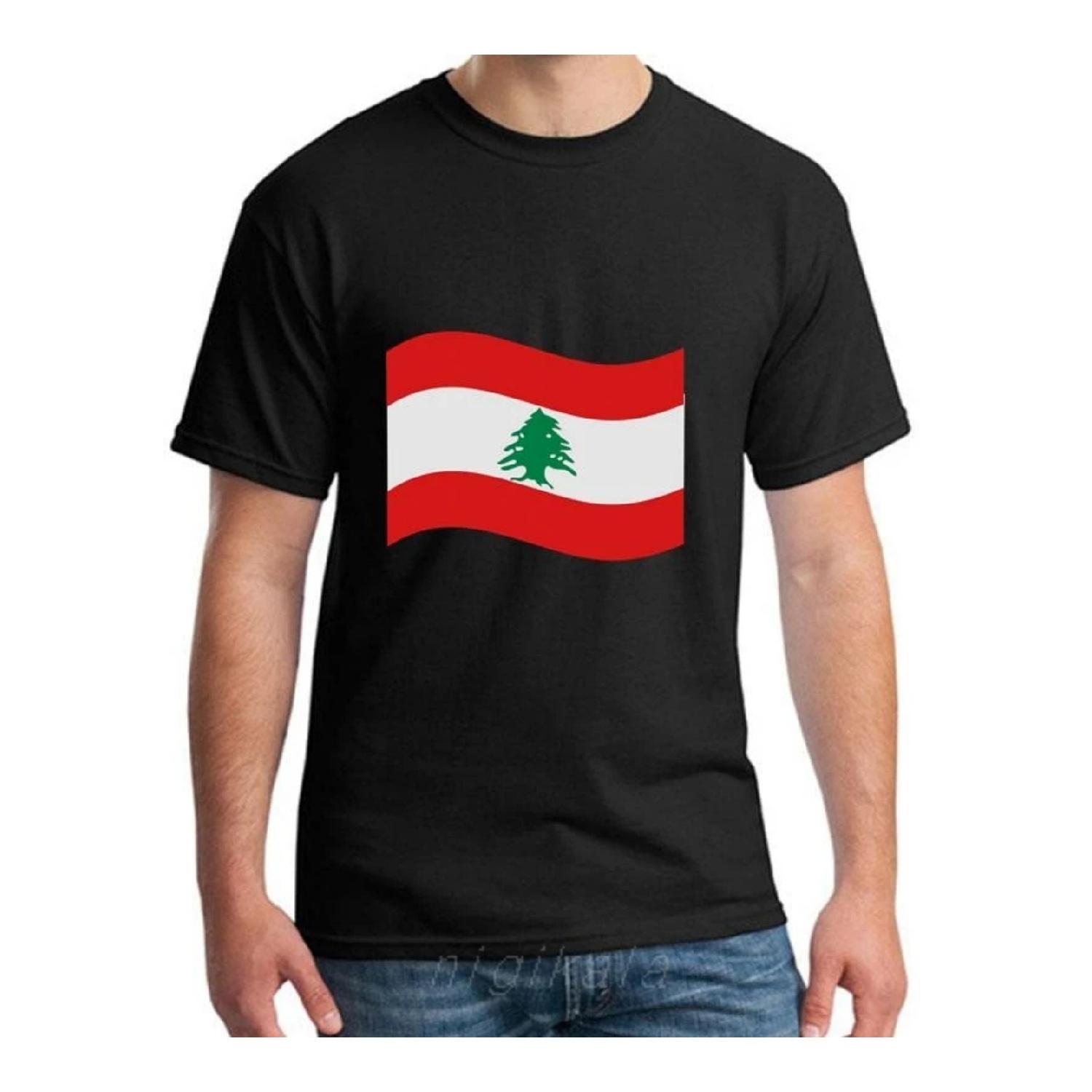 fashion Lebanon Lebanese t-shirt men and women Short Sleeve Original summer mens t-shirts Crew Neck Outfit S чёрный