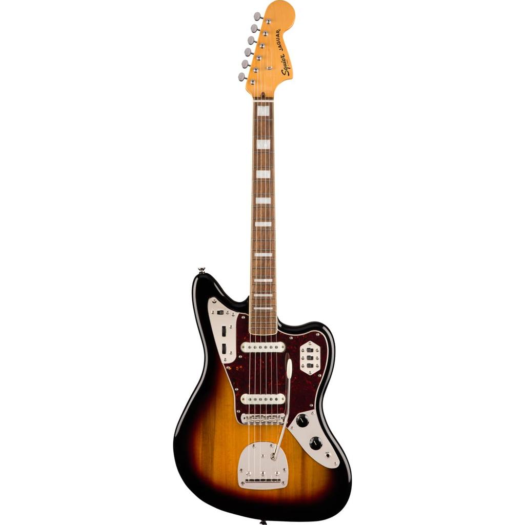 Squier by Fender Classic Vibe Electric Laurel with Soft Case '70s Jaguar® Guitar, Fingerboard, 3-Color Sunburst,