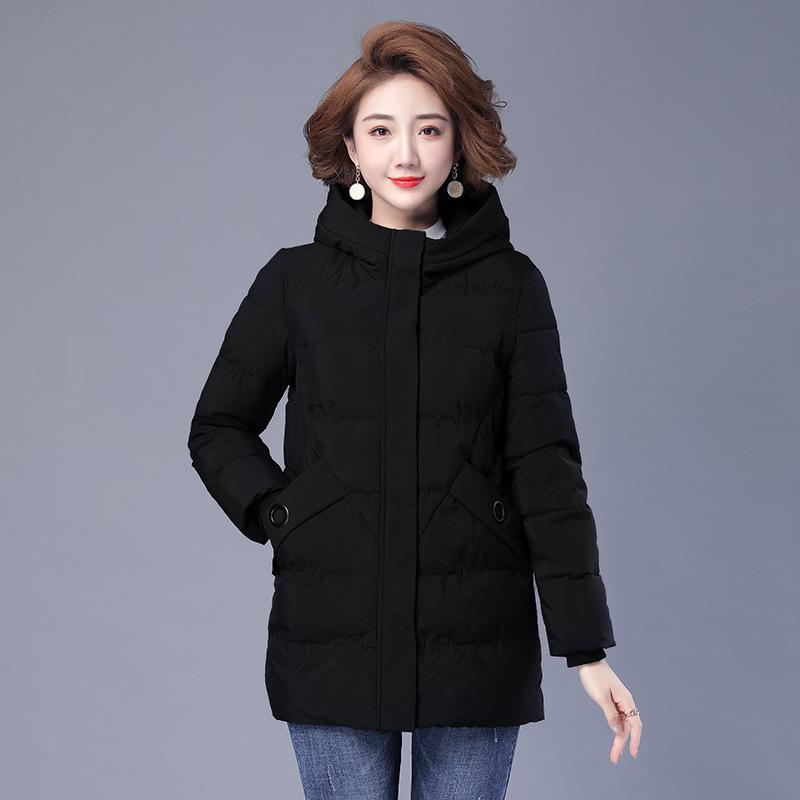 Mother's Down Cotton-padded Jacket Girls' Long Winter New Loose Slim Large Size Cotton-padded Jacket Thick Coat.