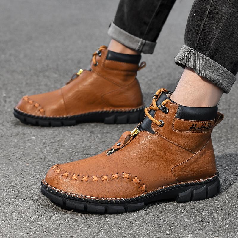 Fashion Handmade men's casual high top shoes High quality minimalist style Leisure Business Outdoor comfortable shoes autumnd winter