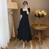 Hepburn style square neck dress women's summer new French temperament bubble sleeves white skirt Mori look thin