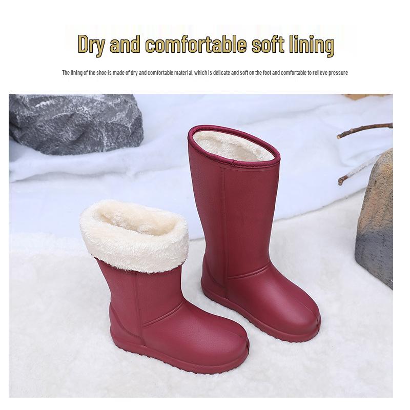 Damskie Wodoodporne Śniegowce z Podszewką z Polaru - Odporne na Zimno, Antypoślizgowe, Zimowe Kalosze EVA