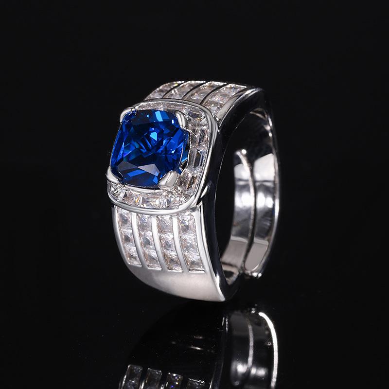 Jewelry Copper Bottom Gold-Plated Simulation Red Corundum Retro Row Ring Female 8 * 8