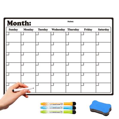 Magnetisk Kylskåpskalender Whiteboard med Torkbar Markör Raderbar Återanvändbar Kylskåps Veckoplanerare Klistermärke Magnet för Kök