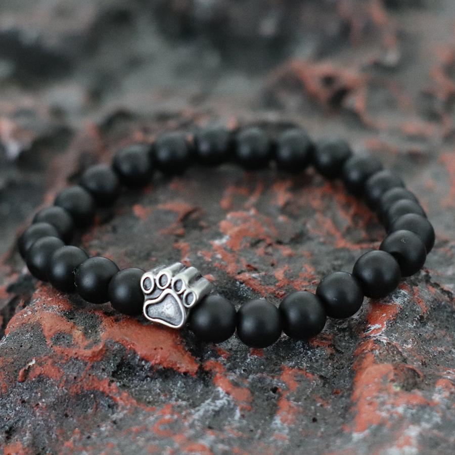 Natural Colored Imperial Beads Bracelet Men Titanium Steel Dog Paw Beaded Brazelet Women Simple Yoga Wrist Braslet Jewelry Homme