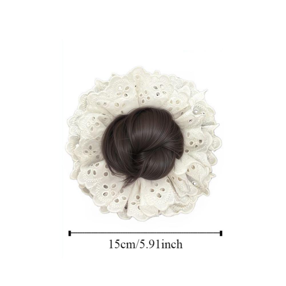 Lace Hair Bands Ponytail Holders Hair Artifact False Hair Pieces Flower Bun Head Wig  Women