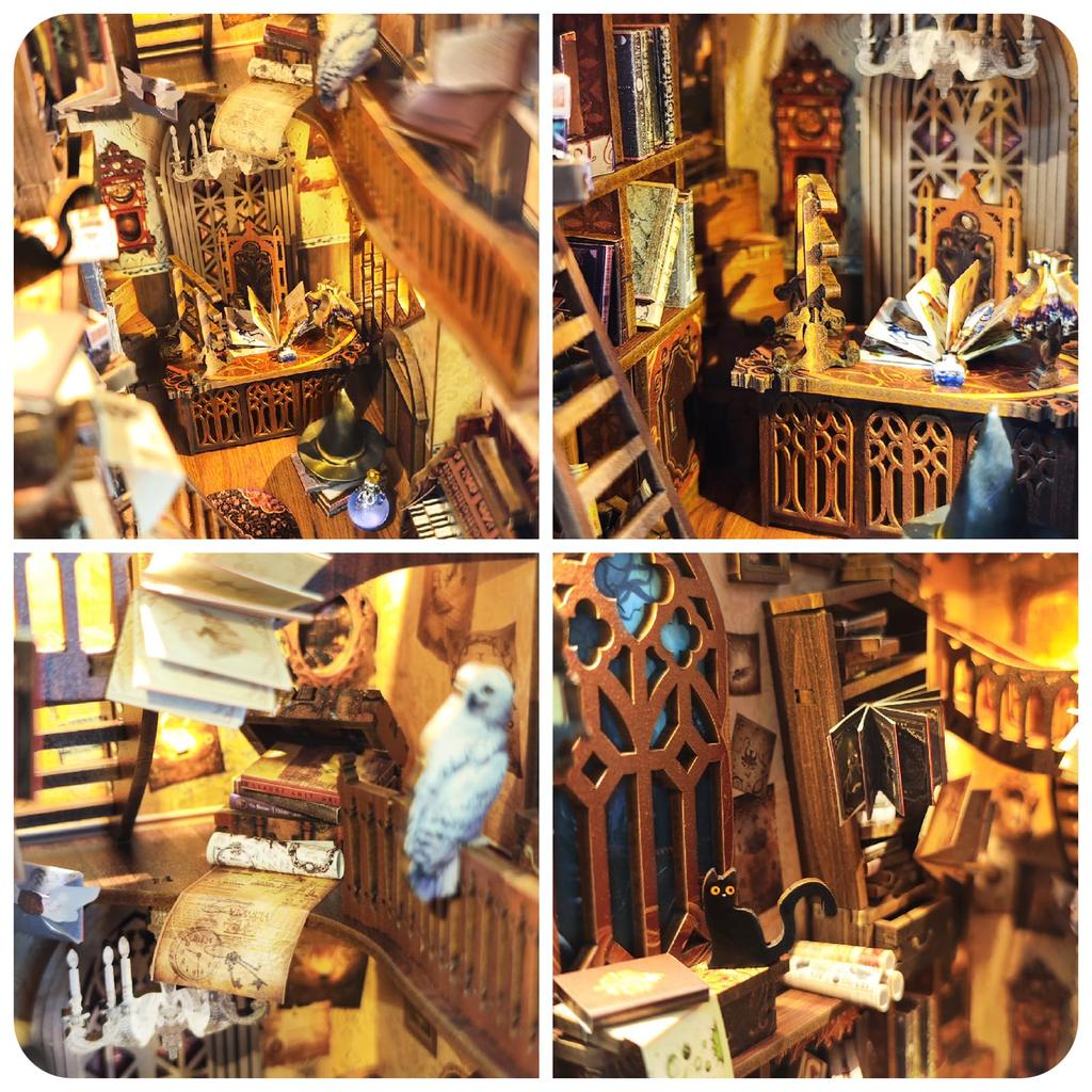 Spilay Booknook Miniature Dollhouse Kit Bookcase Bookshelf Decoration Dollhouse DIY Craft Wooden Gift Dollhouse for Beginners Birthday Holiday