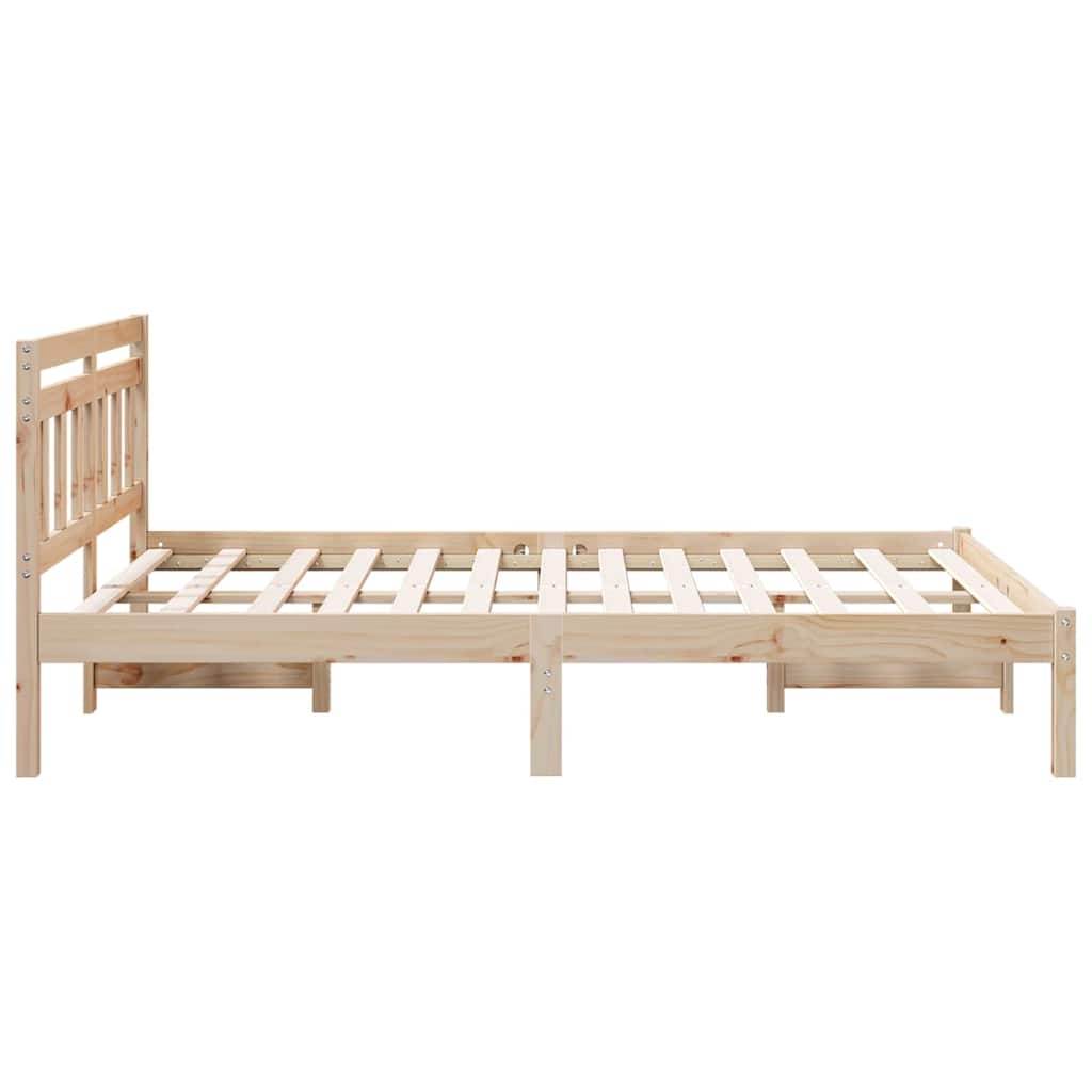 Brown Bed Frame 120 x 200 cm Solid Pine Wood