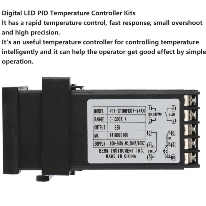 REX-C100 PID Contrôleur de Température, Thermostat Numérique Kit AC110V-240V, 0℃1300℃