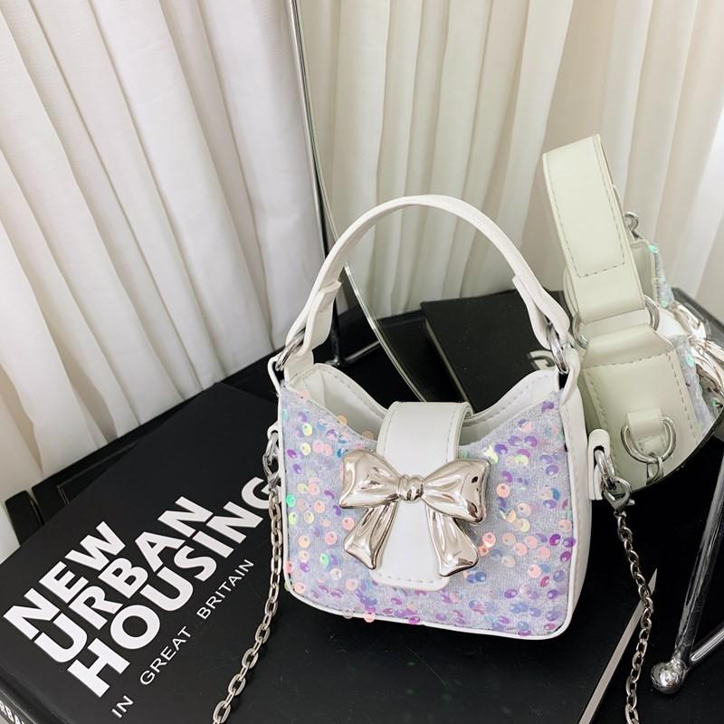 Girl Sweet Toddler Bow Sequin Chain Purse Butterfly Element Casual Use School