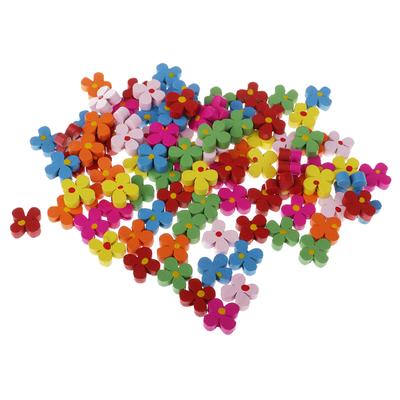 100 Stück Holzperlen in Pflaumenblütenform, lose zum Basteln, 13 mm