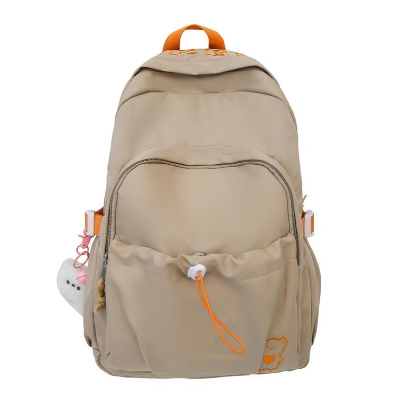 School Bag Large Capacity School Bag Women's New Backpack Lightweight Nylon Solid Color Middle School Student Backpack