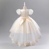Children's Fashion Solid Color Round Neck Medium Sized Girls' Princess Dress Dress, Puffy Mesh Dress