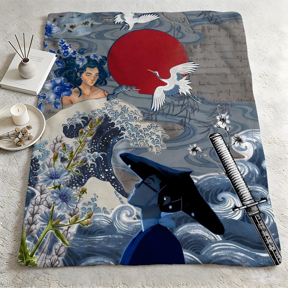 Anime BBlue Eye Samuraii Throw Warm Soft Flannel Blanket Multiuse for Sofa Bed Camping Travel Nap