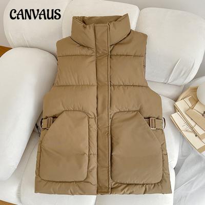 Plus Size Katoenen Vest Dames Herfst en Winter Losse Opstaande Kraag Katoenen Onderhemd Schouders Mouwloos Jasje Mode Gilet