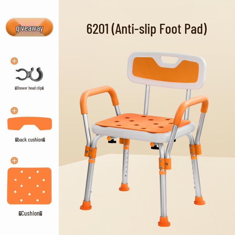 

Lightweight Anti-Slip Bath Chair for Elderly - Shower and Bathing Aid Stool 64x11x42 оранжевый