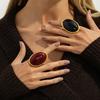 New Vintage Geometry Red Black Oval Resin Finger Ring Women Fashion Elegant Unique Rings Charm Party Accessories Jewelry Gift