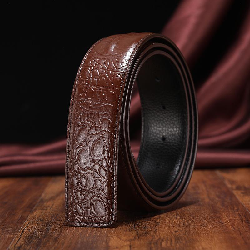 Men s Crocodile Pattern Leather Belt with Automatic Buckle - Korean Style, Trendy, and Versatile 125cm