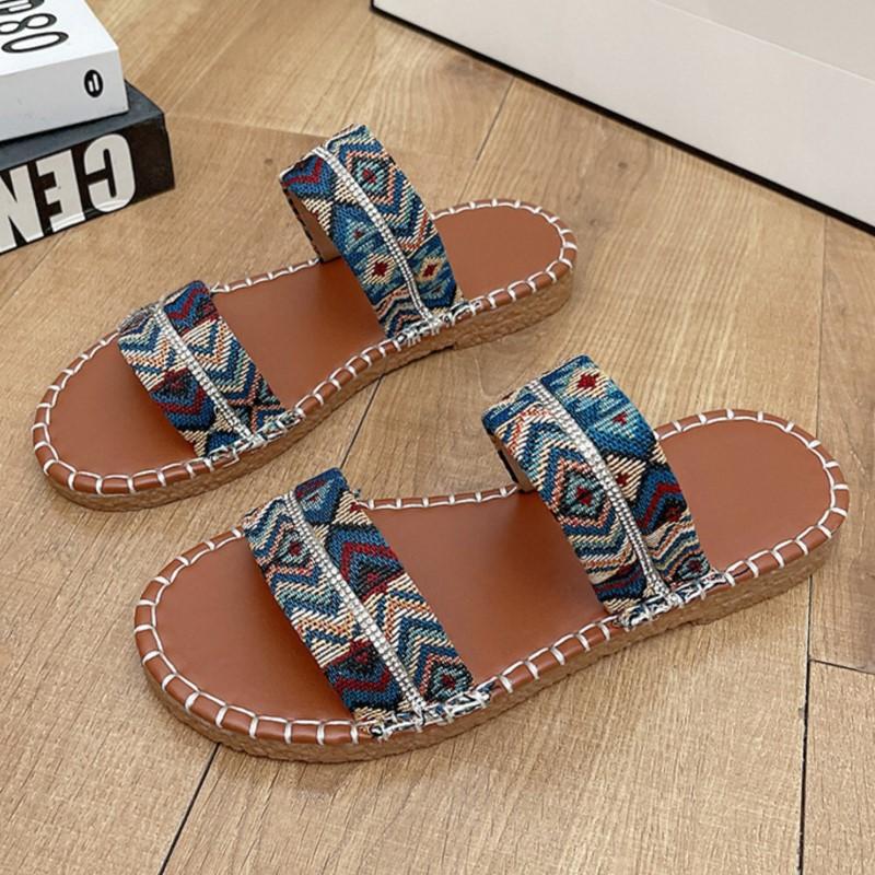 Fashion 2025 Summer New Bohemian Style Flat Sandals for Plus Size Women Beach Ready with Trendy Elements Anti-slip Big Size Shoes 43