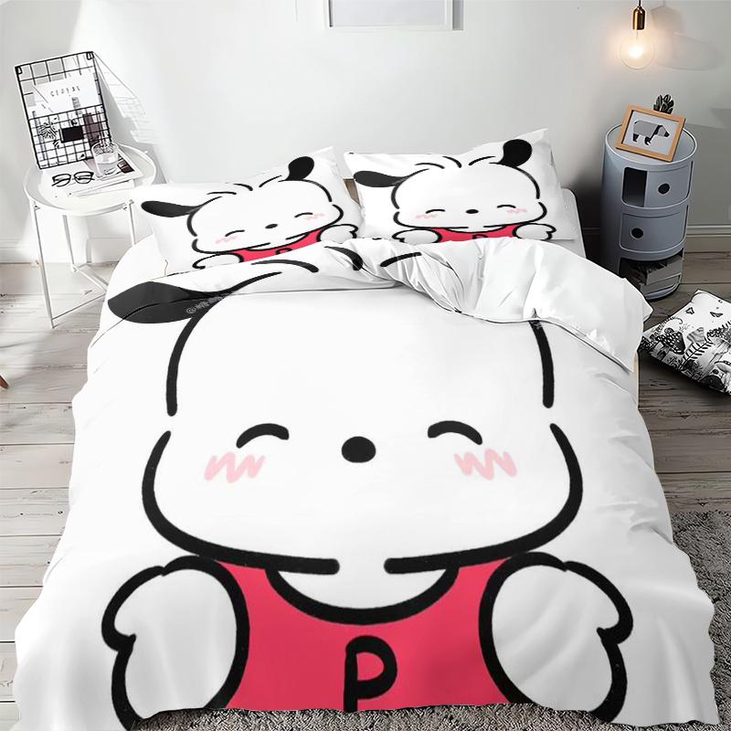 Sanrio Cute Pochacco Bedding Sets Comforter Cover Bed Cover Duvet Cover Pillow Case 2-3 Pieces Sets Room Home Decoration
