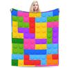 Warm Soft Flannel Blanket for Kids  Travel Throw for Bed Couch Sofa  Childrens Diagonal Design Blanket  Bricks Blocks Pattern Be